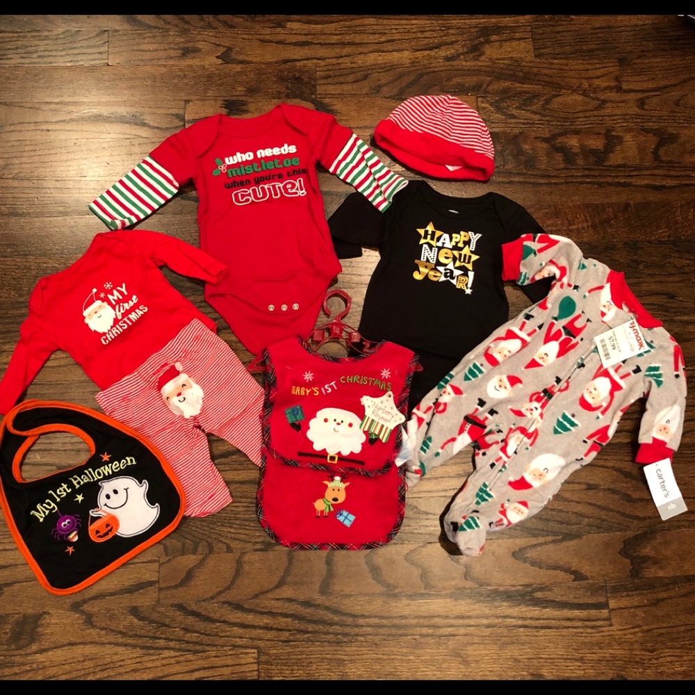 Lot of Baby Holiday Clothes, Size 0-3 Months